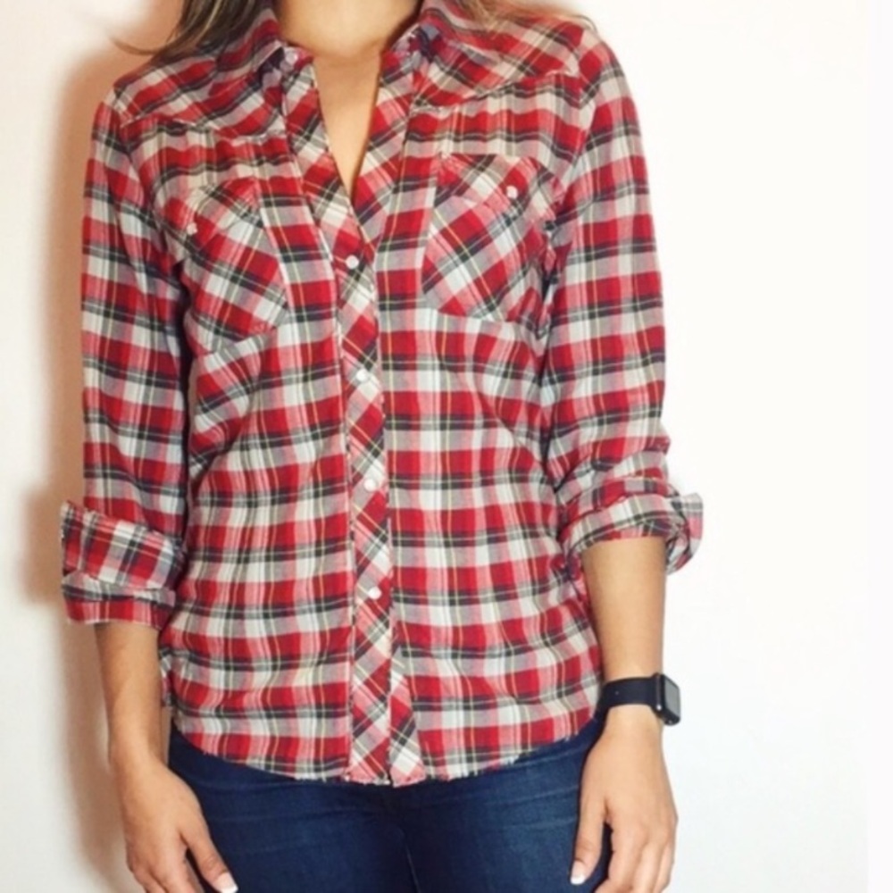 Theory button down plaid shirt Darrene